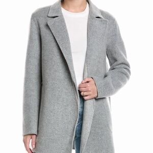 THEORY WOMENS MELANGE GREY SILEENA WOOL COAT SMALL